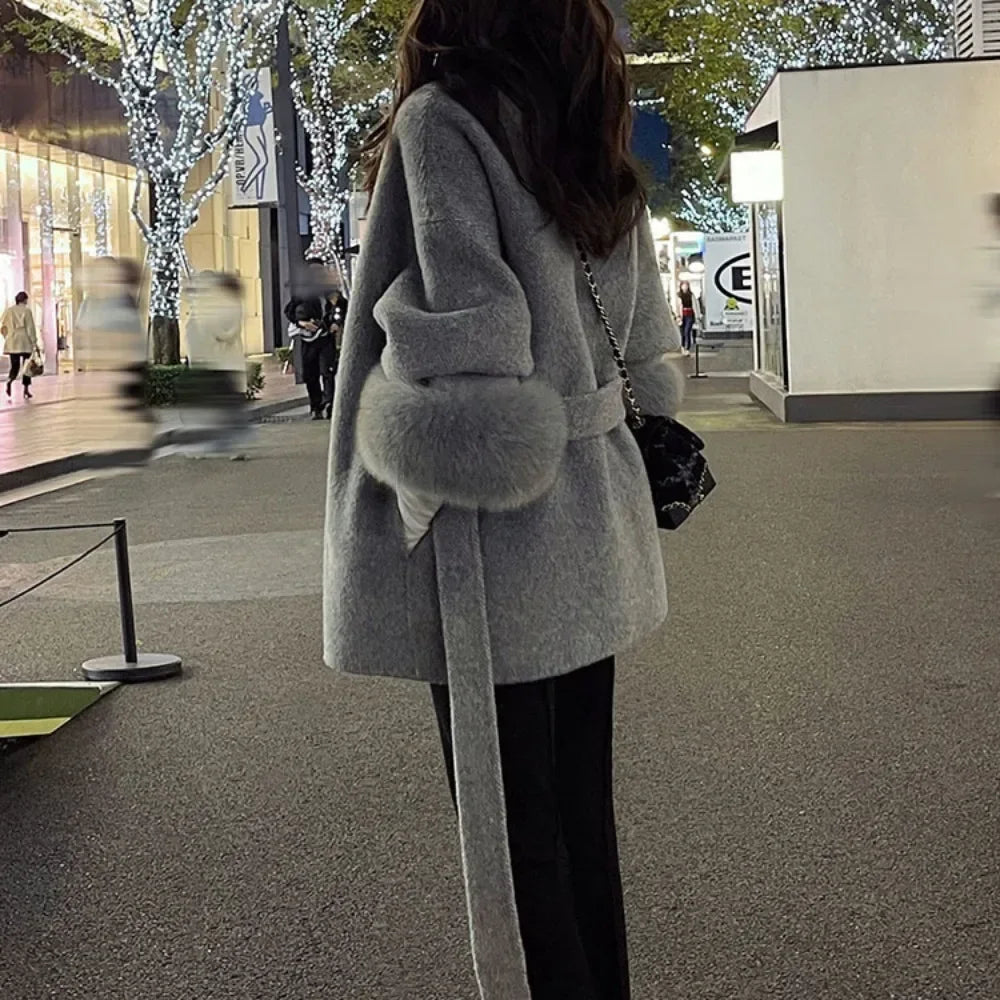 Luxury Double-Sided Wool Fur Coat