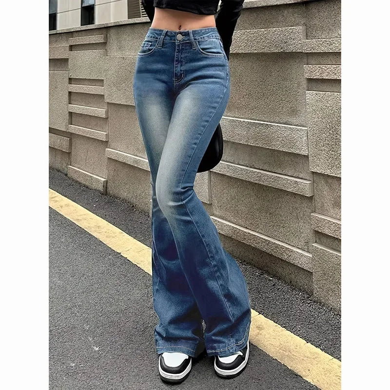 Women's High Waist Bootcut Denim Flared Jeans