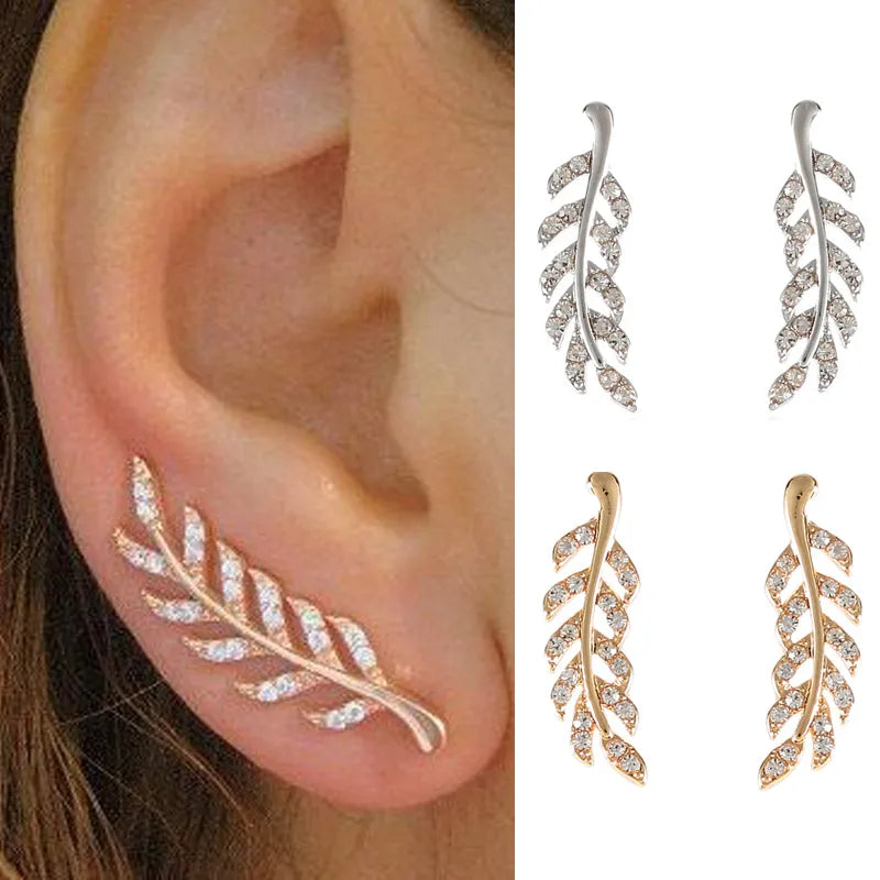 Boucles d’oreilles vintage feuille de cristal