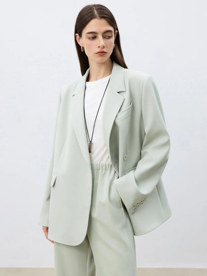 Amii Minimalism Spring Office Lady Blazer mit Spitzen-Tanktop mit V-Ausschnitt