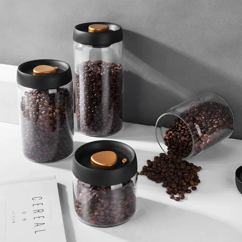 Pichet en verre scellé sous vide pour grains de café