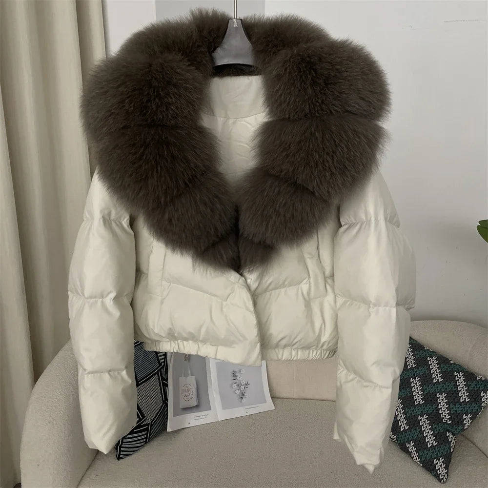 Short Puffer Jacket – Real Fox Fur & Down Coat