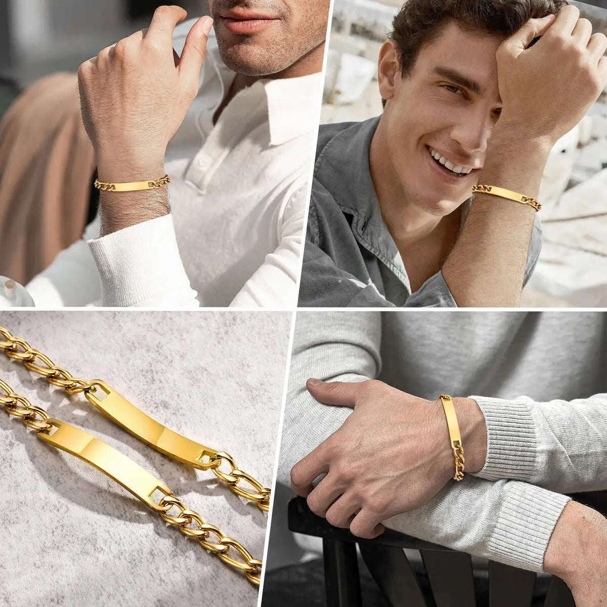 Individuelles Paar-Armband-Set aus Edelstahl