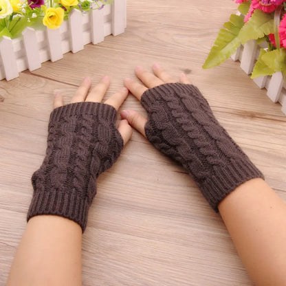 Gants d'hiver tricotés longs sans doigts pour femmes