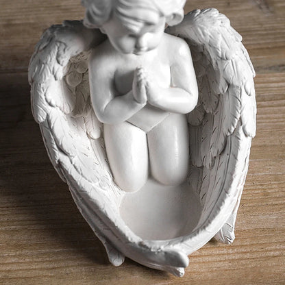 Nordic Angel Girl Candle Holder - Modern Resin Statue