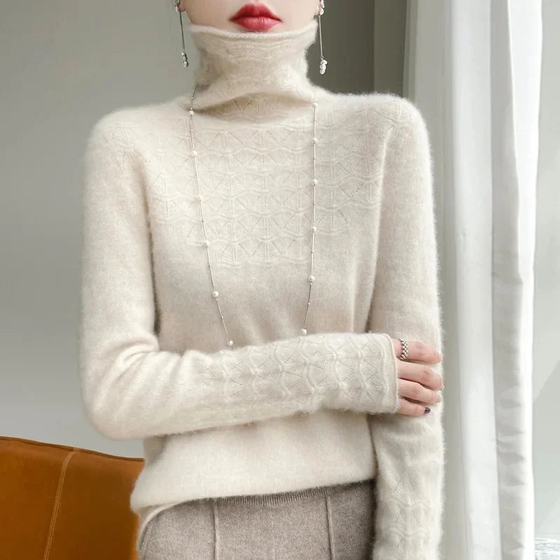 Women's Loose Knitted Wool High Neck Sweater