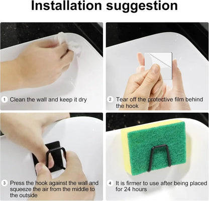 Porte-éponges de cuisine auto-adhésif en acier inoxydable