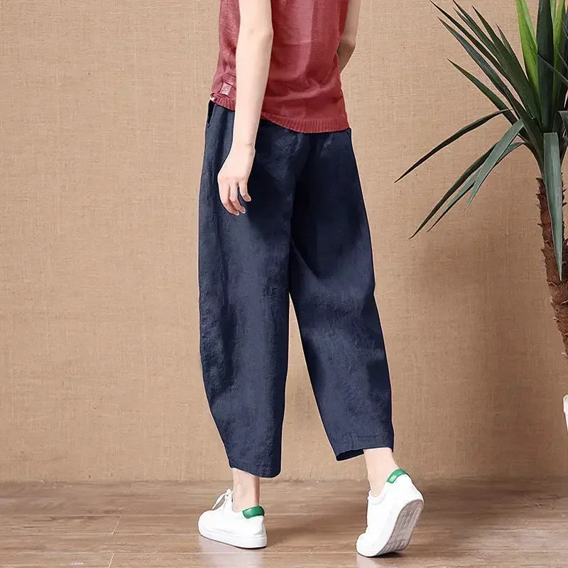 Loose Cotton Linen Harem Pants for Summer