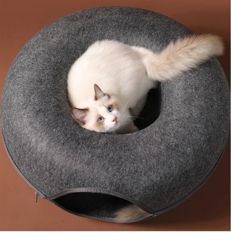 Dual-use Indoor Tunnel Interactive Donut Cat Bed