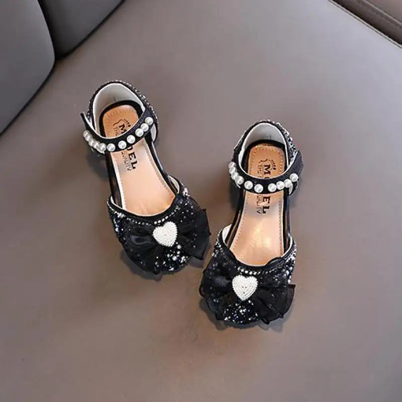 Elegant Rhinestone Bow Princess Sandals for Girls