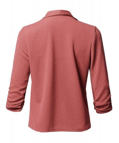 Trendy Ruched Asymmetrical Black Blazer for Women