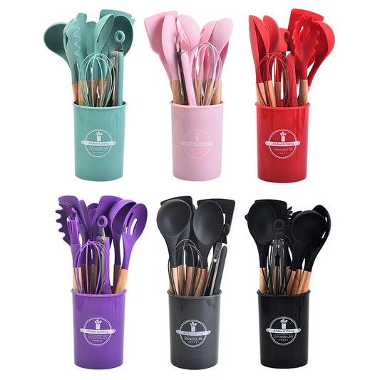 12-Piece Silicone Cooking Utensils Set for Non-Stick Cookware