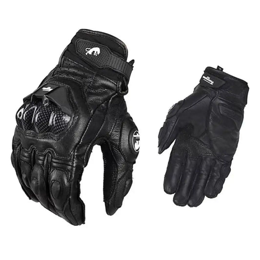 Men's Black Leather Motorcycle Gloves – Racing Style