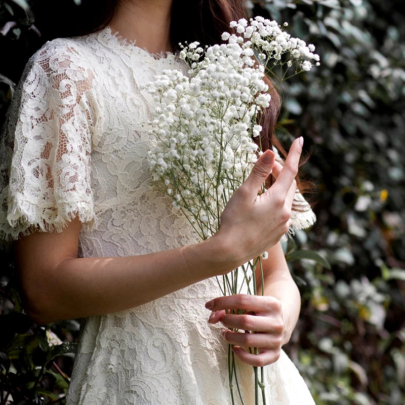 Bouquet de 90 têtes de fleurs artificielles blanches décoratives