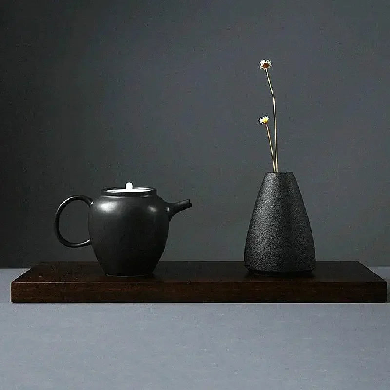 Japanese-style Black Ceramic handmade Vases set