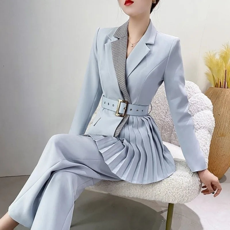 Women's Blazer and Pants Set- Autumn Winter Business Suit