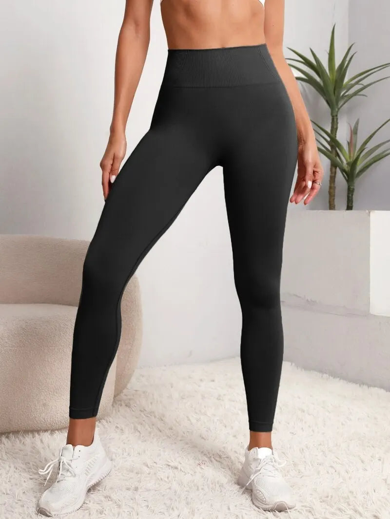 Nahtlose Damen-Hüftheben-Sport-Fitness-Leggings mit hoher Taille