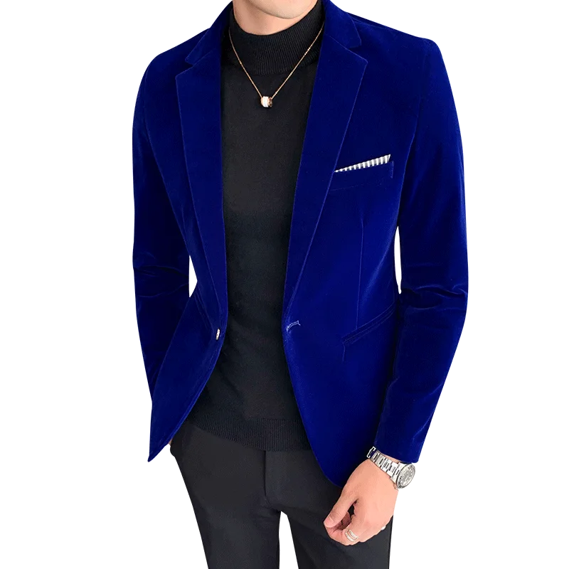 Spring Velvet Men's Wedding Blazer - Fashion Casual Suit