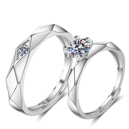 2Pcs Simple and Elegant Moissanite Platinum Wedding Rings