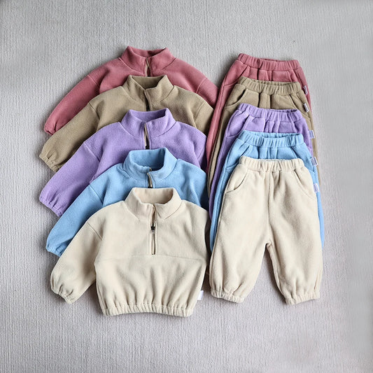 MILANCEL Autumn Baby Fleece Hoodie & Pants Set