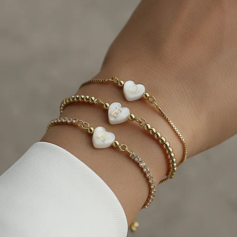 Bracelet à chaîne réglable Shell Initial pour femme