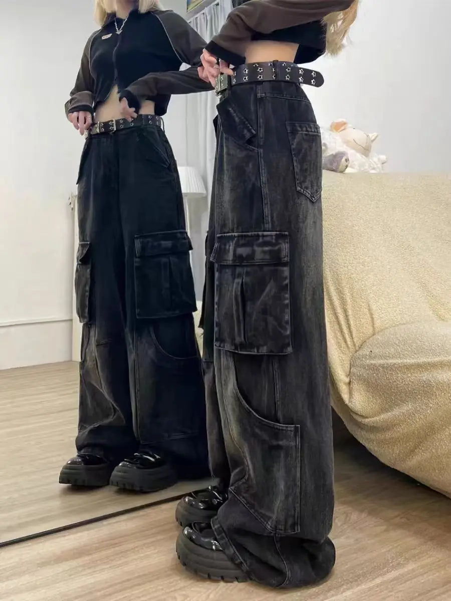 Trendy American High Street Cargo Pants for Women