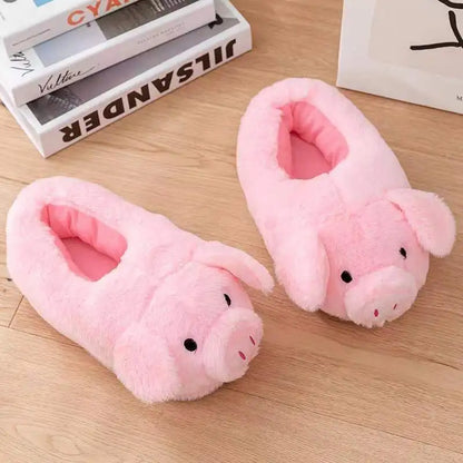 Pantoufles d'intérieur d'hiver à la mode en forme de cochon rose pour femmes