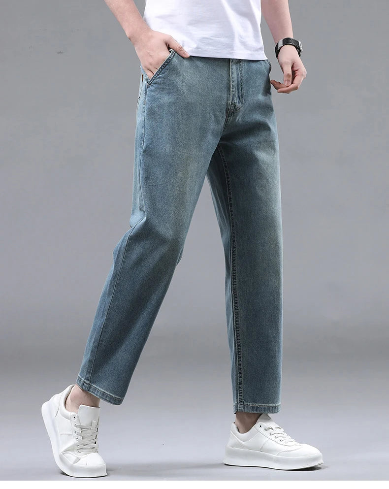Plus Size Vintage Denim Ankle-Length Harem Pants
