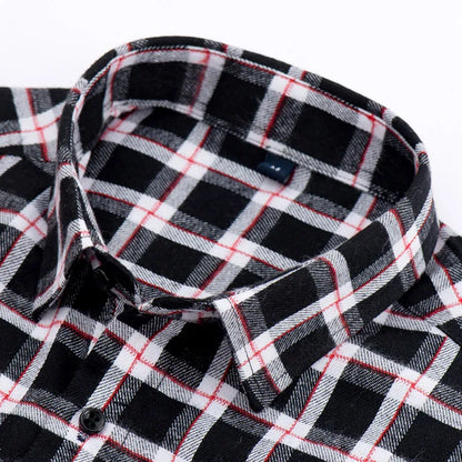 Brushed Plaid Cotton Long Sleeve Shirt