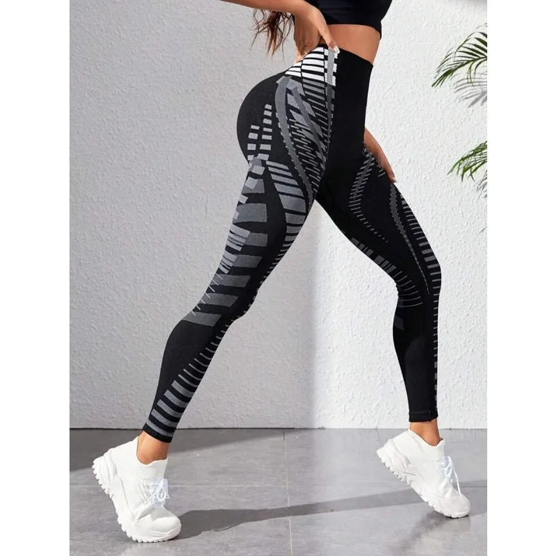 Nahtlose Yoga-Leggings mit hoher Taille und Print