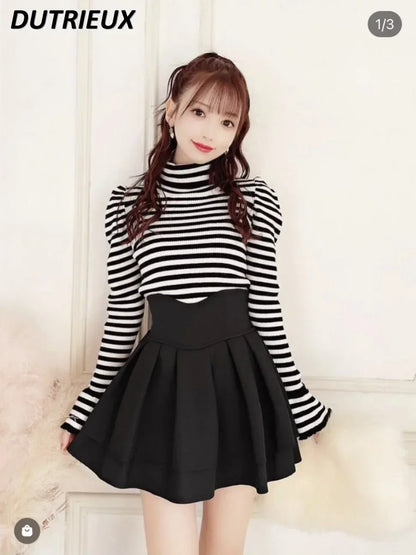 Ruffled Plaid Pleated High Waist Mini Skirt