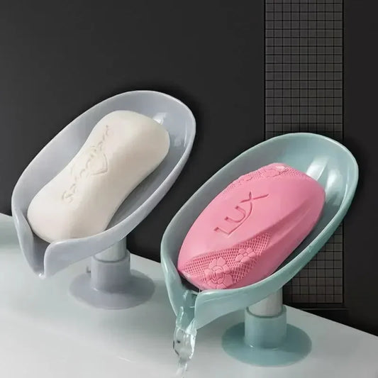 Leaf-Shaped Soap Holder with Suction Cup Drying Rack