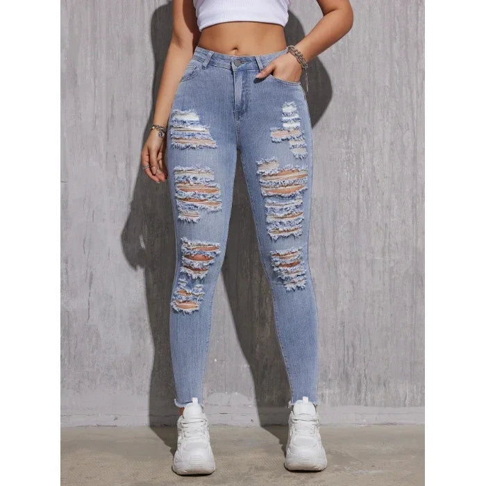 Chic Mid-Waist Stretch Pencil Jeans for Women