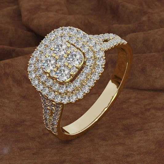 Fashion Metal Inlaid Zircon Rings Ladies