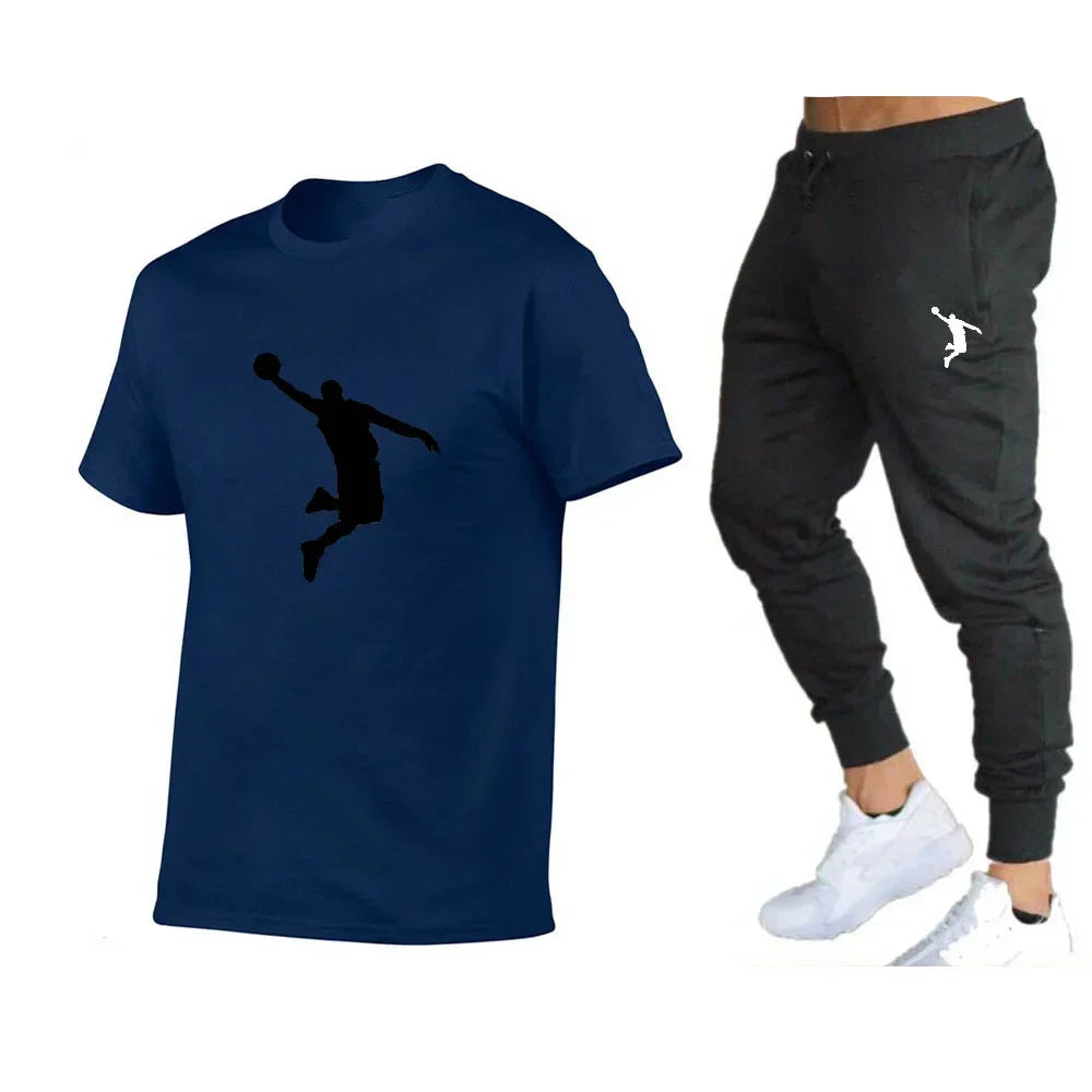 Luxuriöser Designer-Trainingsanzug für Herren: T-Shirt- und Hosen-Set