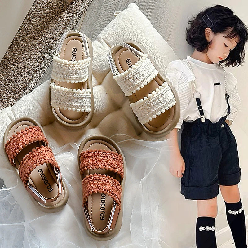 Summer Woven Roman Beach Sandals for Girls