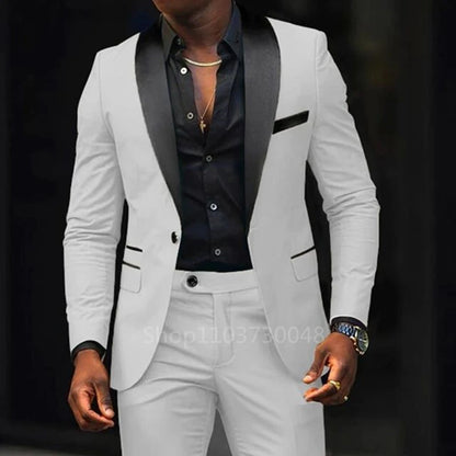 Men's Slim Fit 2 Piece Lapel Blazer Wedding Suits