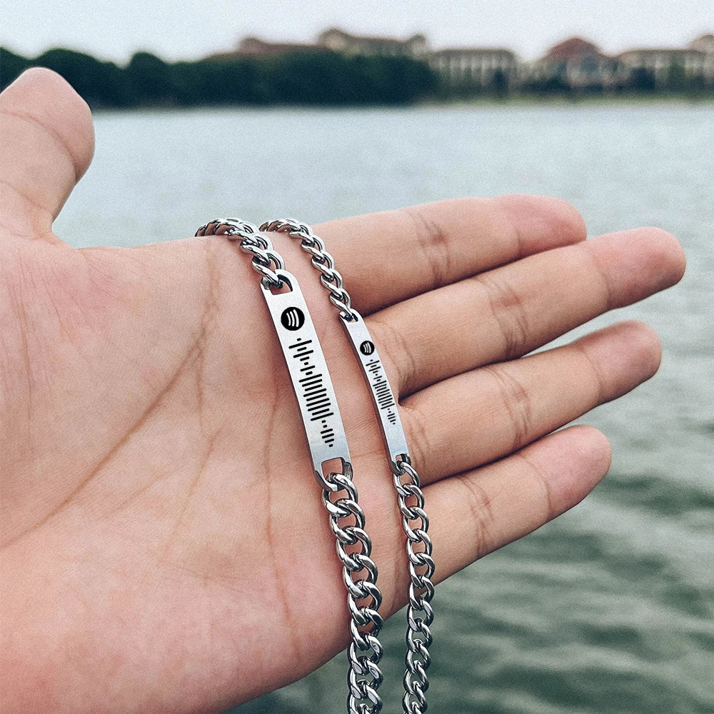 Custom Stainless Steel Couple Name Bracelet Set