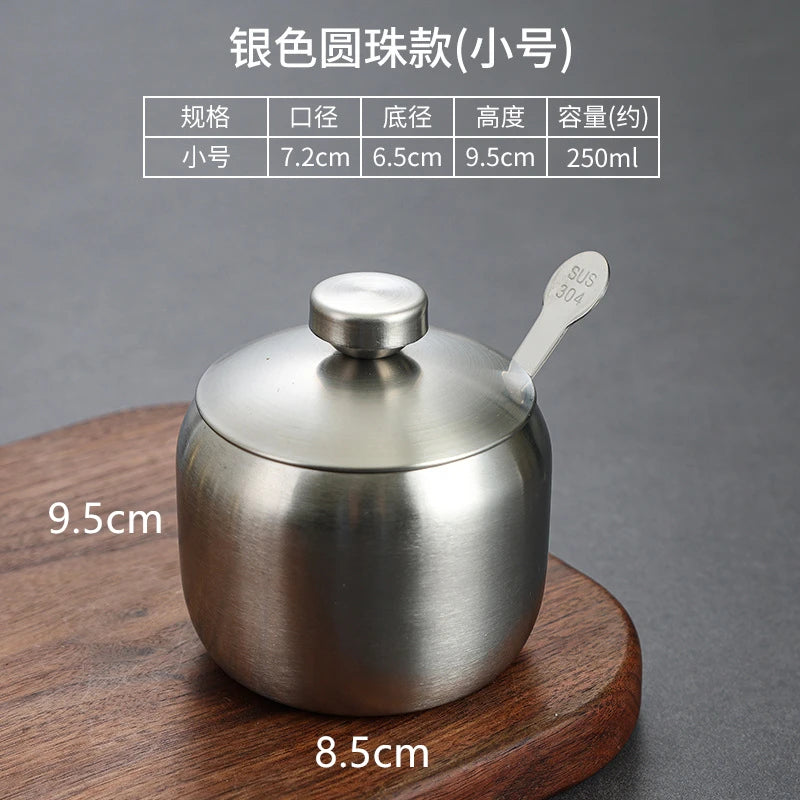 Stainless Steel Seasoning Jar & Lid Spoon