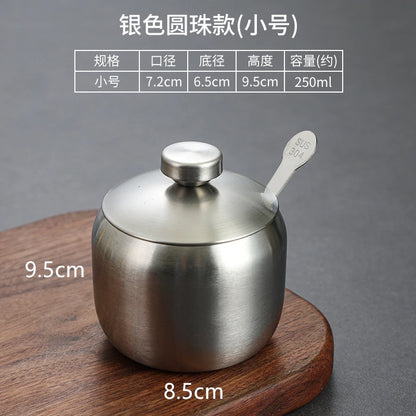 Stainless Steel Seasoning Jar & Lid Spoon