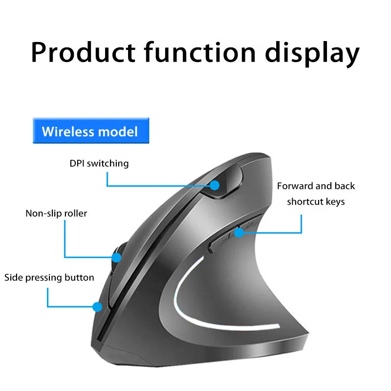 Wireless Vertical Bluetooth 2.4GHz Ergonomics Gaming Mouses - 1600DPI Adjustable Electronic Keyboards