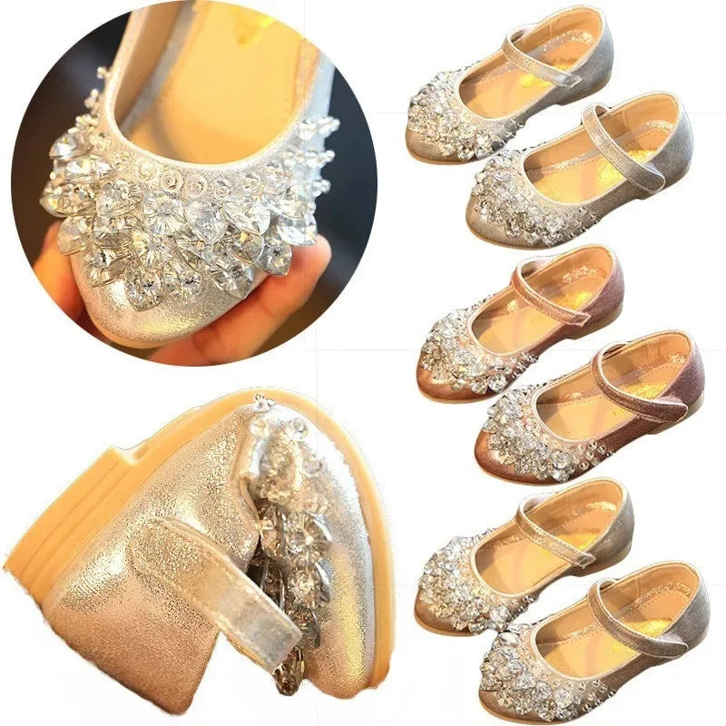 Chaussures de princesse à cristaux brillants pour filles