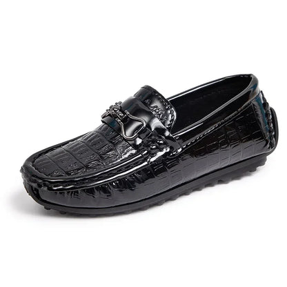 Boys Round-toe Flat Soft Loafers Moccasins Non-slip Leather Shoes