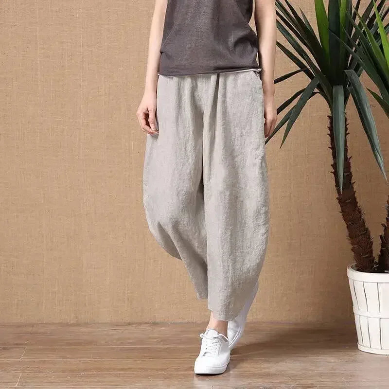 Loose Cotton Linen Harem Pants for Summer