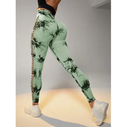 Mesh Tie Dye Hip Lift Pants