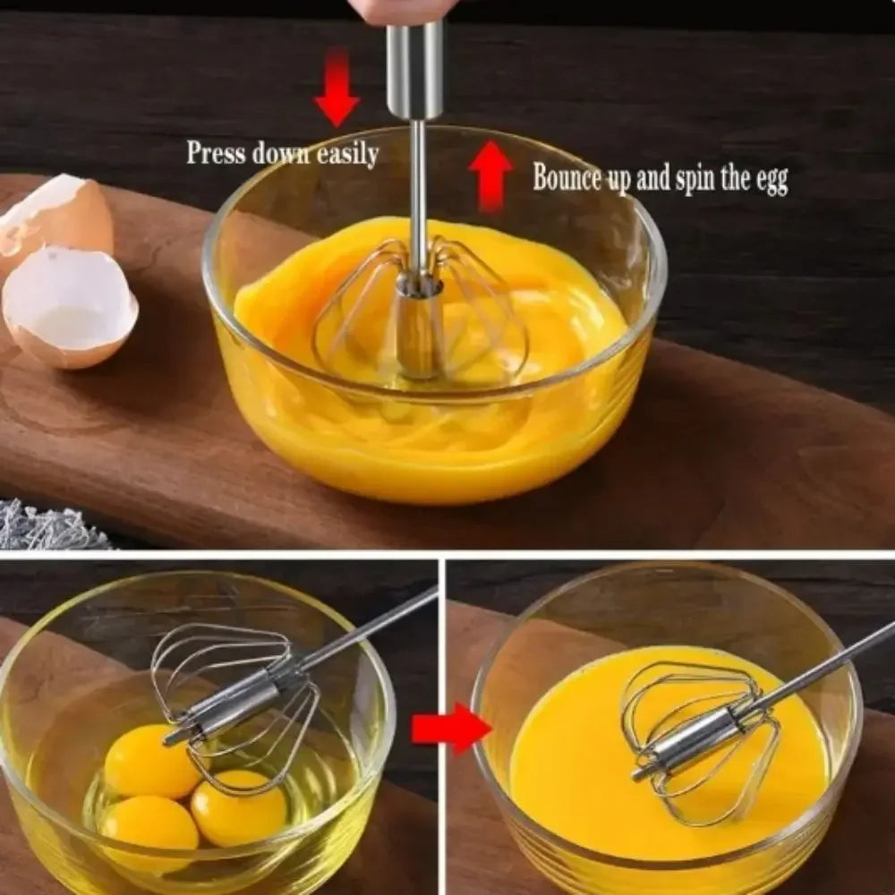 Stainless Steel Rotary Manual Whisk Household Cream Eggs Baking Gadgets