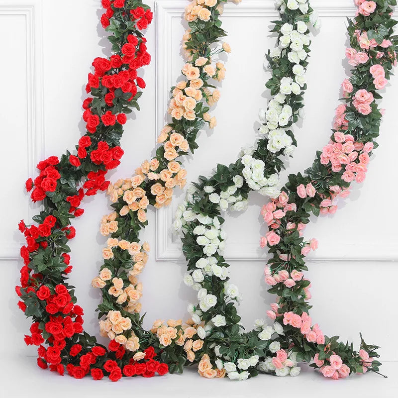 Silk Rose Vine Garland for Wedding and Home Decor