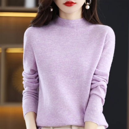 Merino Wool Semi-Neck Women Cashmere Sweater
