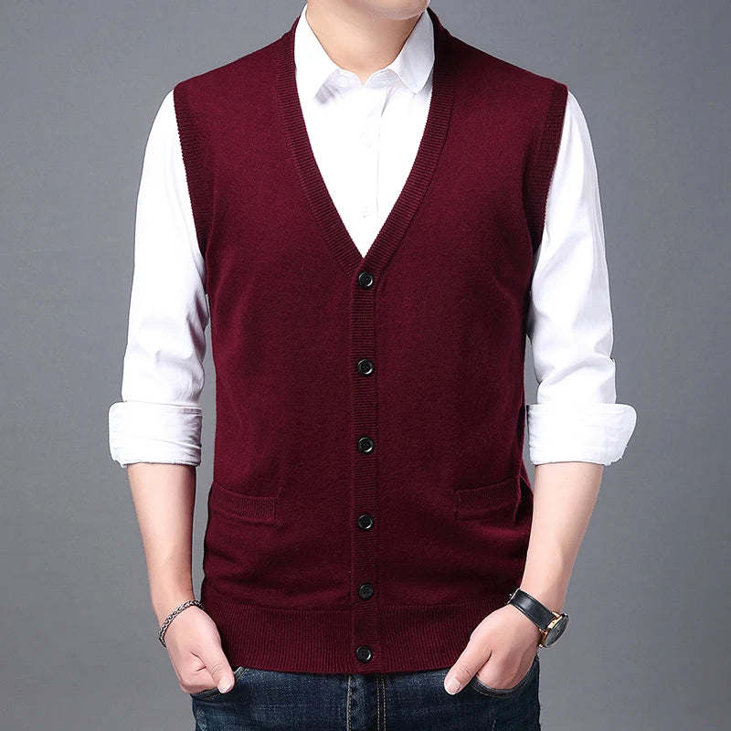 Men's Wool Blended Vest Sweater