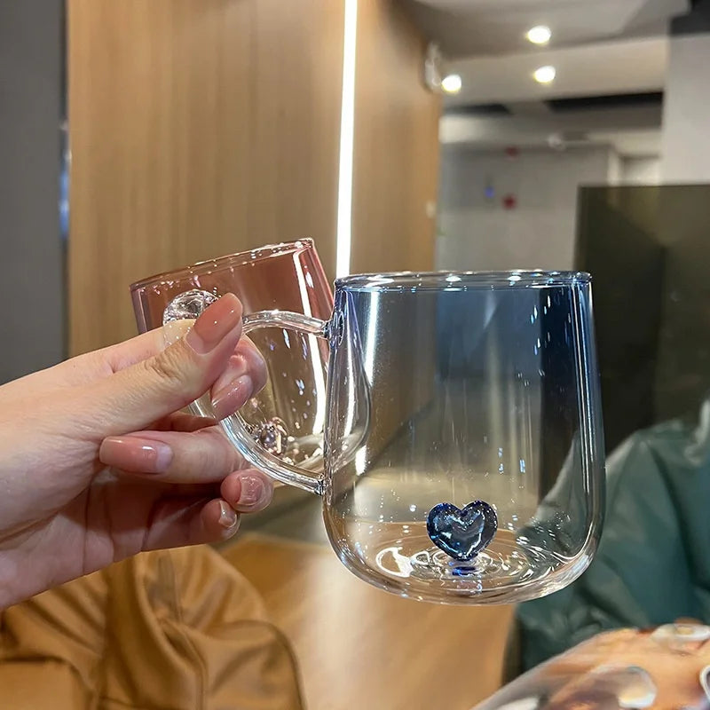 400 ml Kaffeetasse aus Glas mit 3D-Liebesfarbverlauf